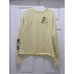 Yellow Disney Adults Unisex Sz XS Mickey Mouse Long Sleeve Crew Neck Embroidered